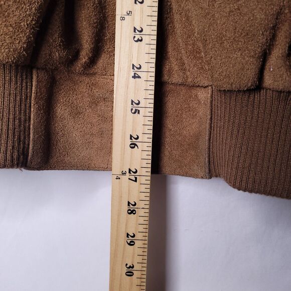 Polo Ralph Lauren Suede Jacket Mens Small Flannel Lined Leather Bomber Vintage - Picture 12 of 16